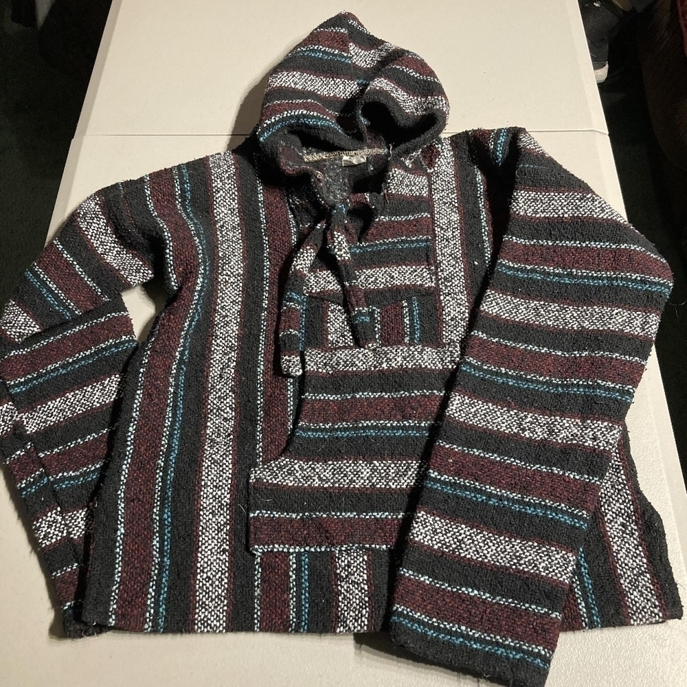 Artesanias Mickey Boho Cali Beach Babe Blanket Sweater Jacket Hippie Men's M EUC